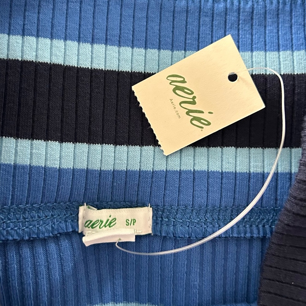 Aerie Ribbed Striped Pull on Midi Skirt - Small - Picture 10 of 12